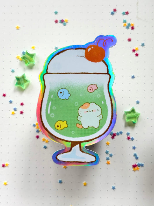 Meowlen Cream Soda - Holo Vinyl Sticker