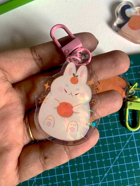 Orange Bun - Holographic Keychain